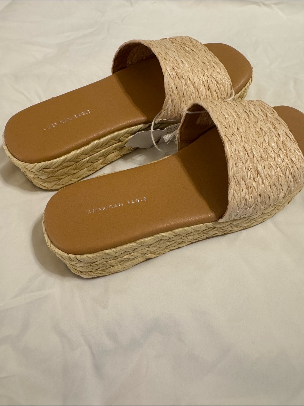 American Eagle Outfitters Tan Braided Slide Sandals